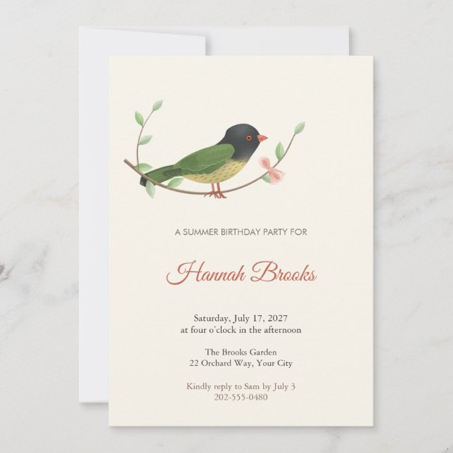 Invitación de cumpleaños de verano para Fruiteater (Anverso)