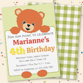 Invitación de cumpleaños de verano para picnic con