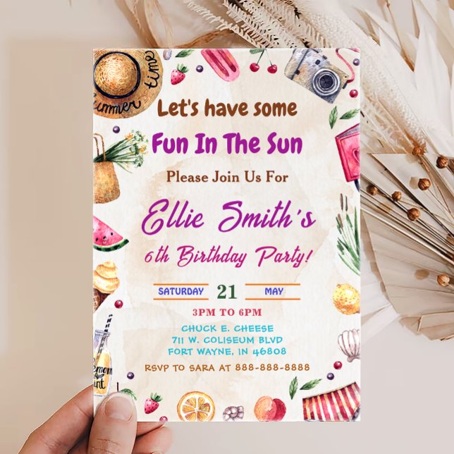 Invitación de cumpleaños de verano tropical en el  (Subido por el creador)