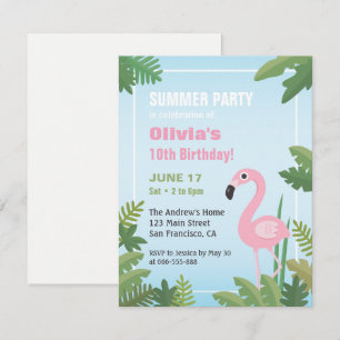 Invitación de cumpleaños de verano tropical Flamin