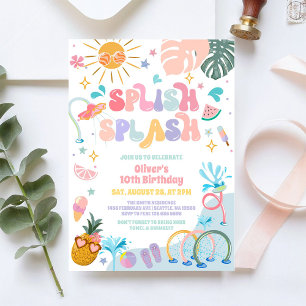 Invitación de cumpleaños de verano tropical Splish