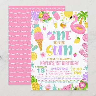 Invitación de cumpleaños de verano uno al sol