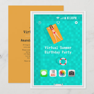 Invitación de cumpleaños de verano virtual