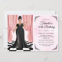 Invitación de cumpleaños de vestido elegante afroa