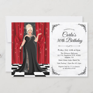 Invitación de cumpleaños de vestido elegante de co