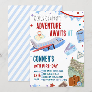 Invitación de cumpleaños de viaje Tema de destino 