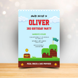 Invitación de cumpleaños de videojuego colorido pa