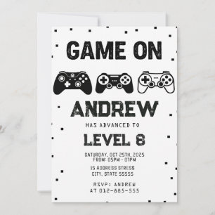 Invitación de cumpleaños de videojuego personaliza