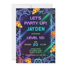 Invitación de cumpleaños de videojuegos, fiesta de