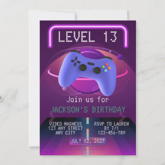 INVITACIÓN DE CUMPLEAÑOS DE VIDEOJUEGOS NIVEL 13