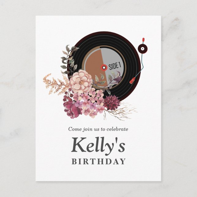 invitación de cumpleaños de vinilo de registro (Anverso)