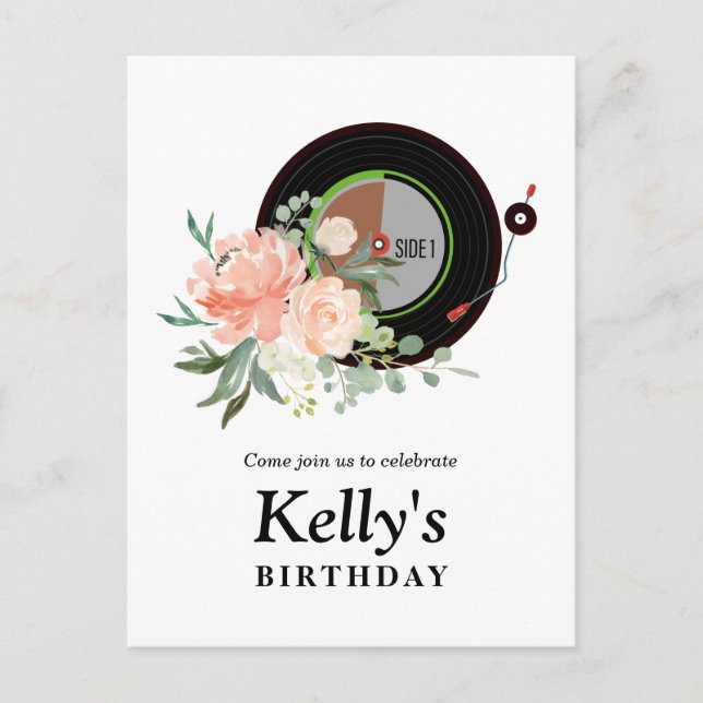 invitación de cumpleaños de vinilo de registro (Anverso)