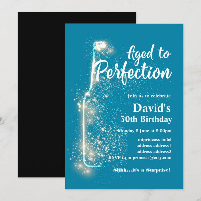 Invitación de cumpleaños de vino, Aged to Perfecti (Anverso / Reverso)