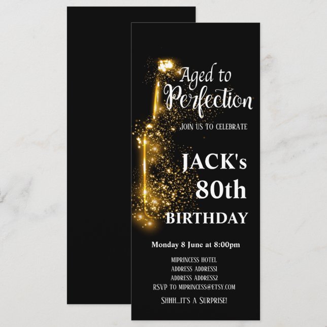 Invitación de cumpleaños de vino, Aged to Perfecti (Anverso / Reverso)