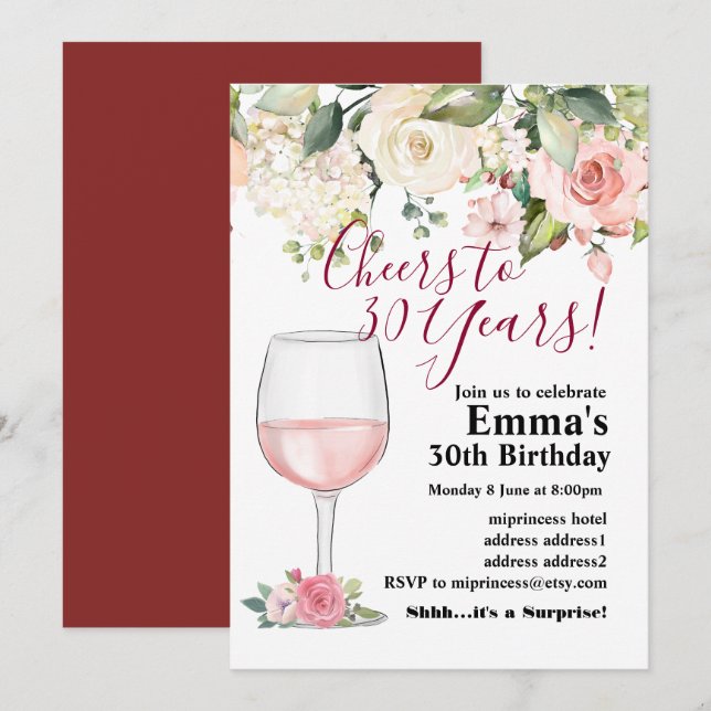 Invitación de cumpleaños de vino, Aged to Perfecti (Anverso / Reverso)