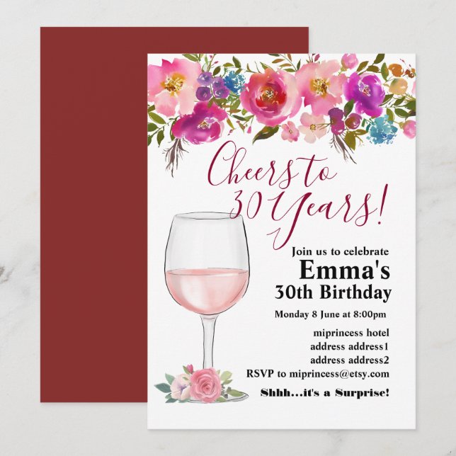 Invitación de cumpleaños de vino, Aged to Perfecti (Anverso / Reverso)