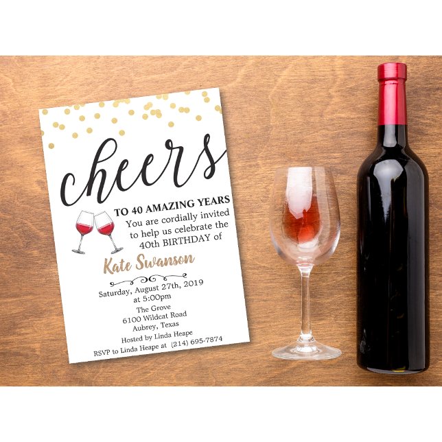 Invitación de cumpleaños de vino Cheers para cualq (Subido por el creador)