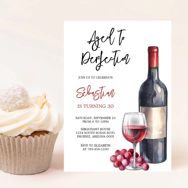 Invitación de cumpleaños de vino envejecido a la p (Subido por el creador)