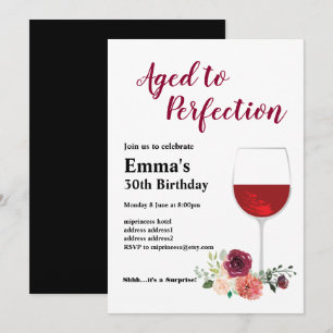 Invitación de cumpleaños de vino, invitación de ed