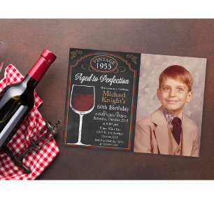 Invitación de cumpleaños de vino para adulto de cu