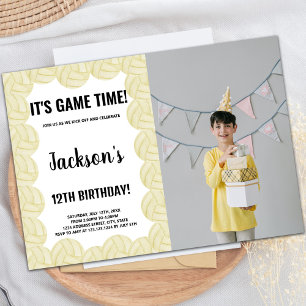 Invitación de cumpleaños de voleibol con foto