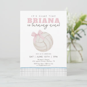 Invitación de Cumpleaños de Voleibol Rosa Coquette