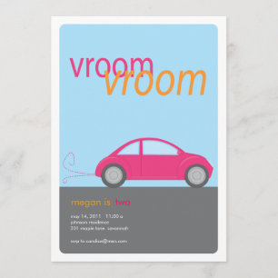 invitación de cumpleaños de vroom chica car