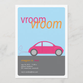 invitación de cumpleaños de vroom chica car