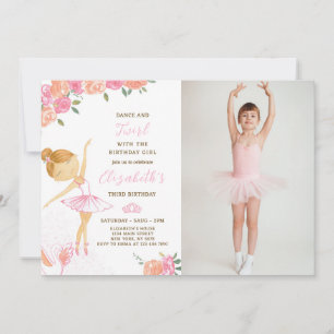 Invitación de cumpleaños de Watercolor Ballerina c