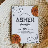 Invitación de cumpleaños de Watercolor Basketball