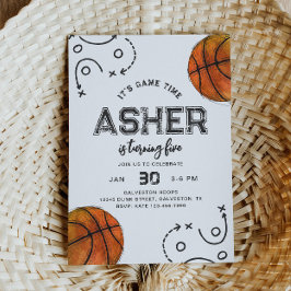 Invitación de cumpleaños de Watercolor Basketball