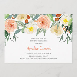 Invitación de cumpleaños de Watercolor Flora