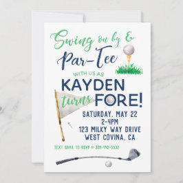 Invitación de cumpleaños de Watercolor FORE Golf