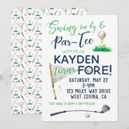 Invitación de cumpleaños de Watercolor FORE Golf