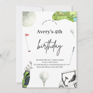 Invitación de cumpleaños de Watercolor Golf
