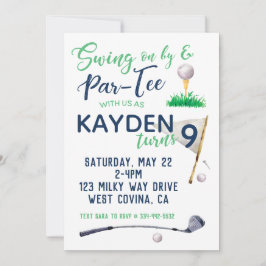 Invitación de cumpleaños de Watercolor Golf