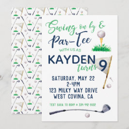 Invitación de cumpleaños de Watercolor Golf