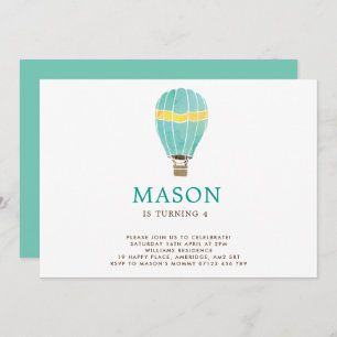 Invitación de cumpleaños de Watercolor Hot Air Bal