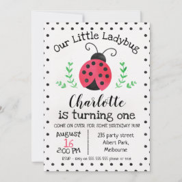 Invitación de cumpleaños de Watercolor Ladybug