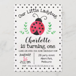 Invitación de cumpleaños de Watercolor Ladybug