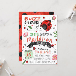 Invitación de cumpleaños de Watercolor Ladybug Spr