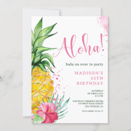 Invitación de cumpleaños de Watercolor Pineapple A