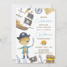 Invitación de cumpleaños de Watercolor Pirate