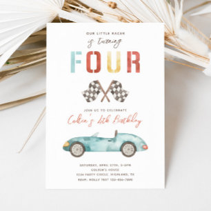 Invitación de cumpleaños de Watercolor Race Car