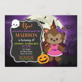 Invitación de cumpleaños de Werewolf, Chica de Hal