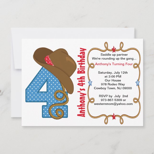 Invitación de cumpleaños de Western Big Four (Anverso)