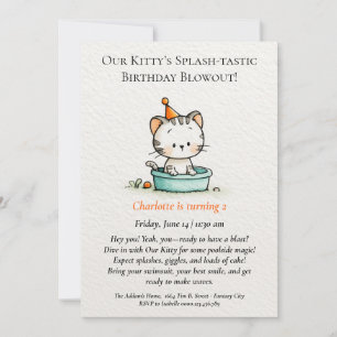 Invitación de cumpleaños de Whimsical Baby Kitty