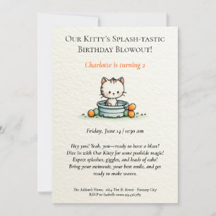 Invitación de cumpleaños de Whimsical Baby Kitty