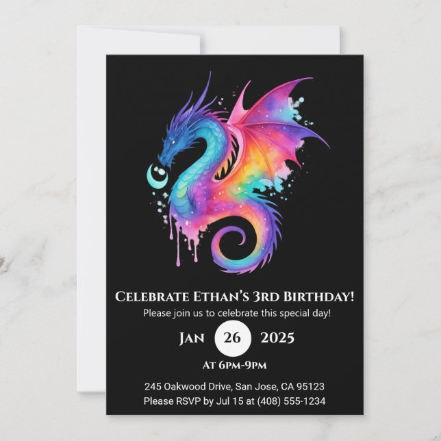 Invitación de cumpleaños de Whirlwind Galaxy Drago (Anverso)