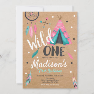 Invitación de cumpleaños de Wild One Dreamcatcher 